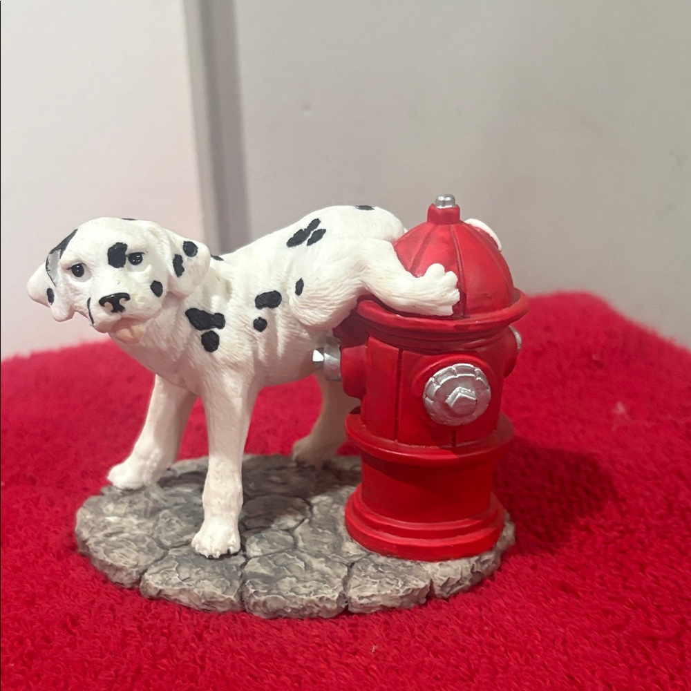 Westland Dalmatian Figurine with Red Fire Hydrant